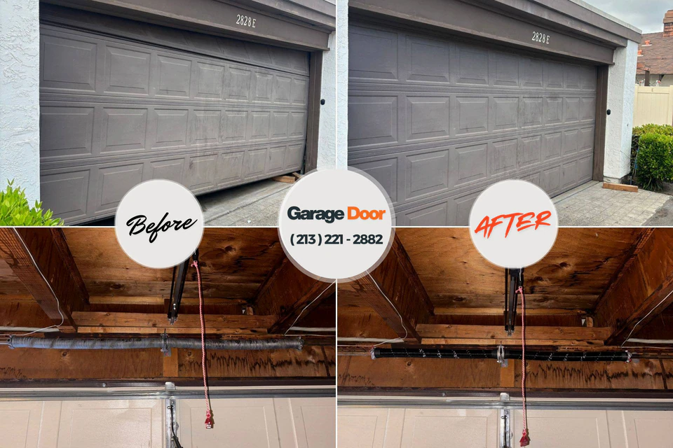 Before and after: garage door repair Wilmington Island, GA